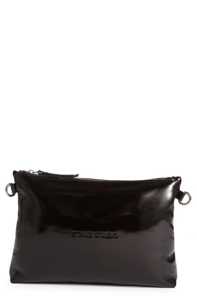 Stand Studio Kimberly Patent Leather Pochette Shoulder Bag In Black