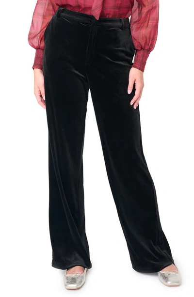 Gibsonlook Lindsey Velvet Wide Leg Trousers In Black