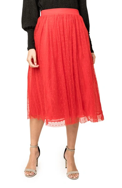 Gibsonlook Swiss Dot Layered Tulle Skirt In Red