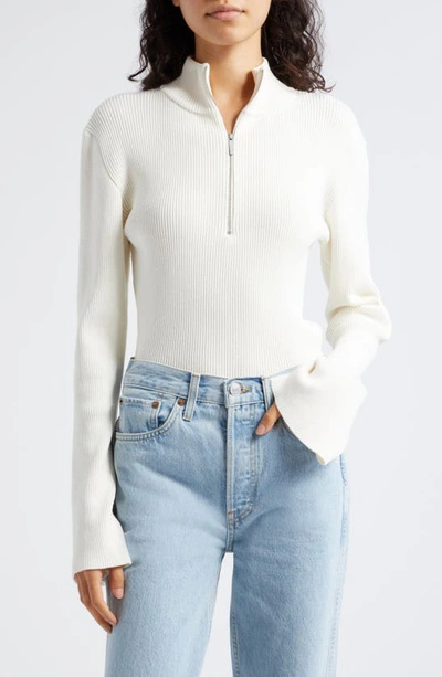 Gestuz Yasmia Half Zip Rib Jumper In White