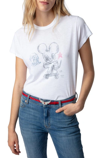 Zadig & Voltaire Woop Cotton Blend Graphic T-shirt In Blanc