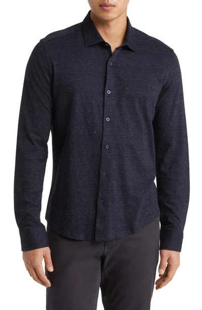 Robert Barakett Minton Knit Button-up Shirt In Navy