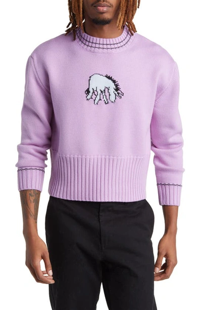 Connor Mcknight X Disney Eeyore Intarsia Merino Wool Sweater In Lavender