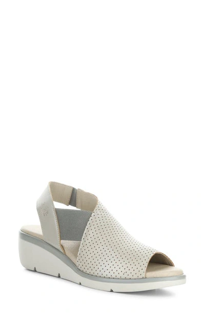 Fly London Nisi Platform Wedge Sandal In Silver Borgogna