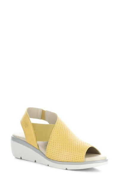 Fly London Nisi Platform Wedge Sandal In Bumblebee Mousse