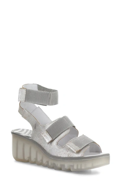 Fly London Bech Platform Wedge Sandal In Pearl Cool