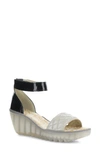 Fly London Yaru Platform Wedge Sandal In Silver/ Black