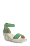 Fly London Yaru Platform Wedge Sandal In Lime Green Cupid