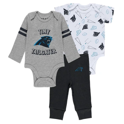 Wear By Erin Andrews Babies' Newborn & Infant  Gray/black/white Carolina Panthers Three-piece Turn Me Around