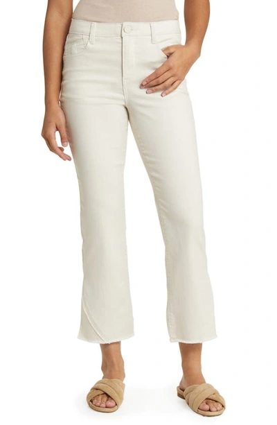 Wit & Wisdom 'ab'solution Frayed High Waist Ankle Barely Bootcut Jeans In Blanched Almond