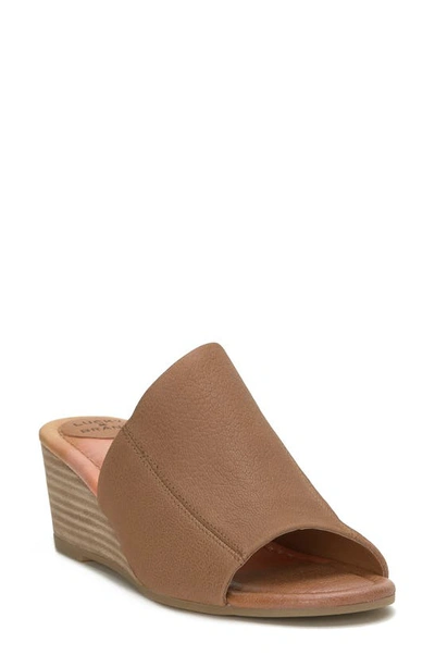 Lucky Brand Malenka Wedge Slide Sandal In Tortilla Brown Leather