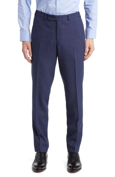 Ted Baker Jerome Flat Front Wool Dress Trousers In Blue
