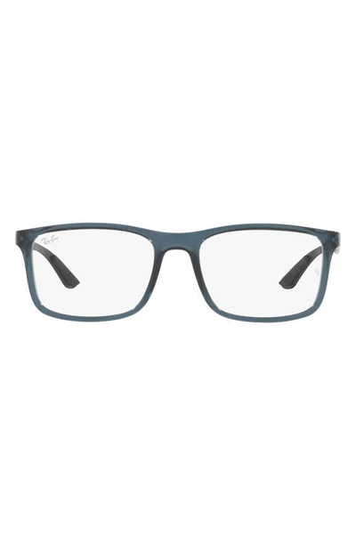 Ray Ban 55mm Rectangular Optical Glasses In Transparent Blue