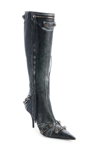 Balenciaga Cagole Pointed Toe Knee High Boot In Negro