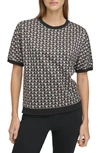 Andrew Marc Sport Geo Jacquard Sweater In Taupe Combo