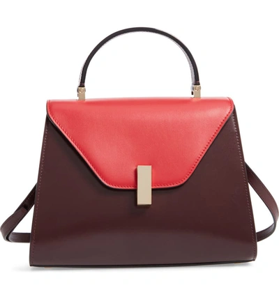 Valextra Iside Medium Colorblock Calf Leather Top-handle Bag In Fragola/ Granata