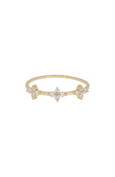 Argento Vivo Sterling Silver Cz Flower Band Ring In Gold