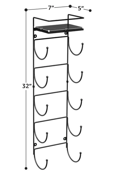 Sorbus Wall Mounted Organizing Rack In Black