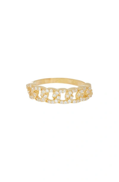 Argento Vivo Sterling Silver Cz Cuban Link Ring In Gold