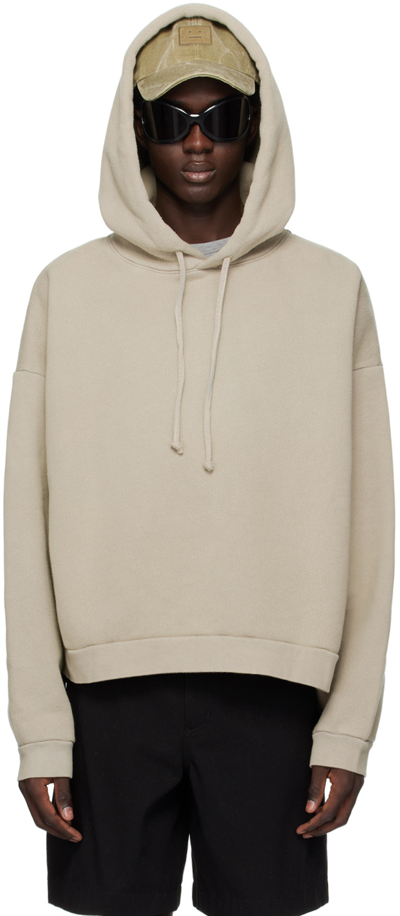 Acne Studios Cropped Cotton Jersey Hoodie In Grey