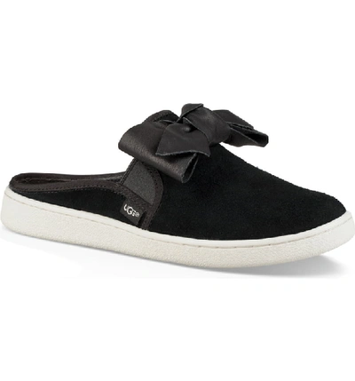 Ugg Ida Bow Slide Mule Sneakers In Black Suede