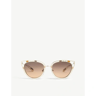 Bvlgari Ladies Gold Stylish Bv6104 Cat Eye Sunglasses