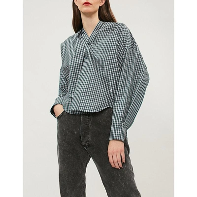 Balenciaga Ladies Green New Swing Cotton-blend Shirt
