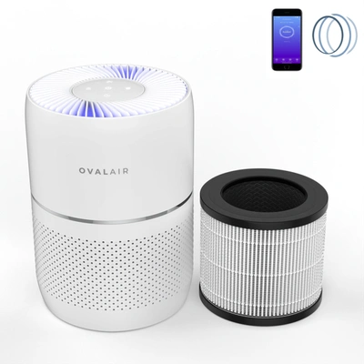 Oval Air 3-stage H13 Smart True Hepa Desk Air Purifier For Rooms Up To 150 Sq. Ft. Reduces Allergies, Asthma, In White
