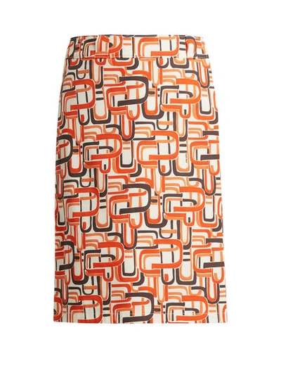 Prada U-print Wrap-style Cotton Skirt In Arancio