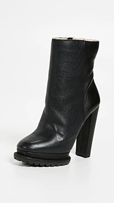 Alice And Olivia Holden Genuine Shearling Bootie In Black