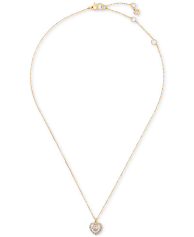 Kate Spade Cubic Zirconia Heart Halo Pendant Necklace, 16" + 3" Extender In Cream,gold