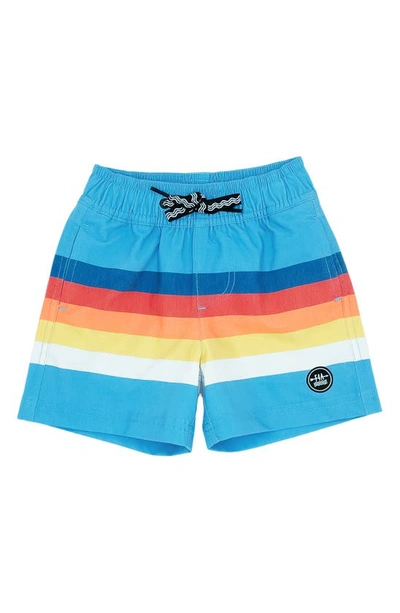 Feather 4 Arrow Babies' Kids' Vintage Stripe Volley Swim Trunks In Blue Grotto