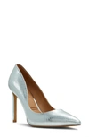 Aldo Lala Pointed Toe Pump In Snake Silver