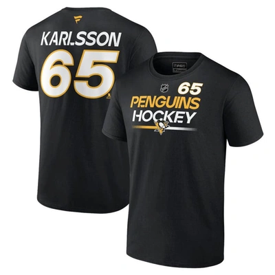 Fanatics Branded Erik Karlsson Black Pittsburgh Penguins Authentic Pro Prime Name & Number T-shirt