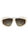 Loewe Double Frame 47mm Small Cat Eye Sunglasses In Ivory / Gradient Brown