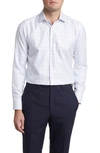 Canali Regular Fit Check Cotton Jacquard Dress Shirt In White