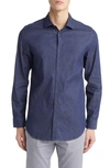 Ted Baker Loders Slim Fit Stretch Chambray Button-up Shirt In Blue