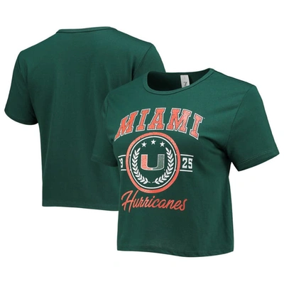 Zoozatz Green Miami Hurricanes Core Laurels Cropped T-shirt