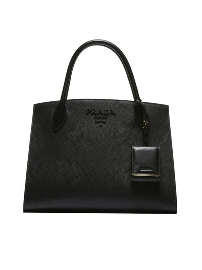 Prada Monogram Tote In Fblack