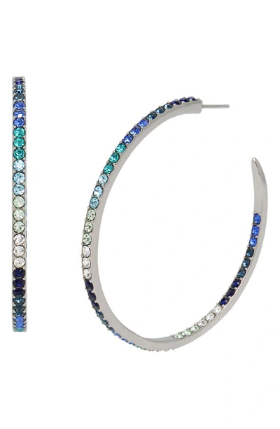 Kurt Geiger London Pavé Crystal Inside Out Hoop Earrings In Blue