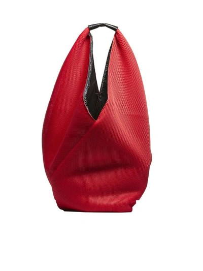 Mm6 Maison Margiela Triangle Handle Hobo Bag In Red