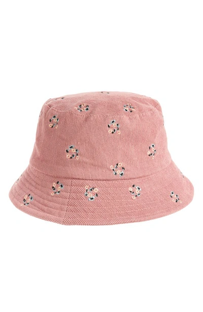 Treasure & Bond Embroidered Corduroy Bucket Hat In Pink Combo