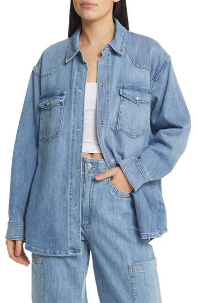 Le Jean Mimi Denim Overshirt In Salt Blue