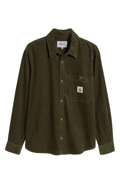 Carhartt Flint Corduroy Button-up Shirt In Plant
