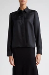 Partow Lara Silk Button-up Top In Black