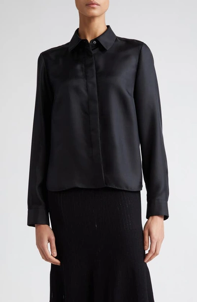 Partow Lara Silk Button-up Top In Black