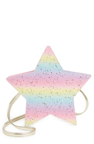 Capelli New York Kids' Glitter Star Crossbody Bag In Pink Multi