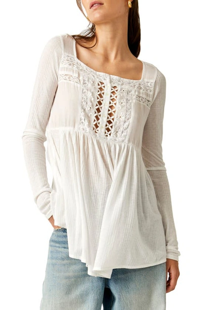 Free People Pretty Please Lace Tunic Top In Ivory