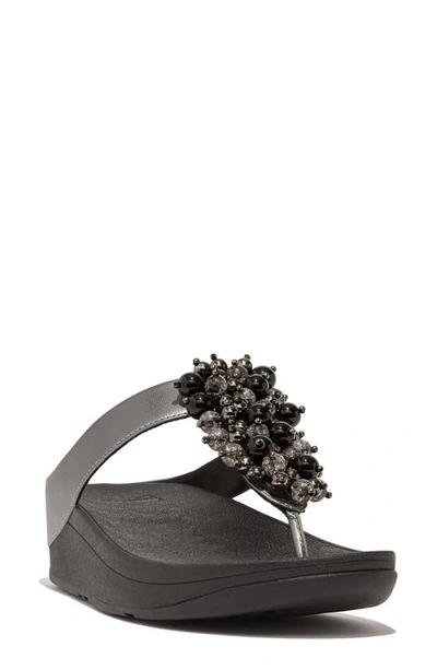 Fitflop Fino Bauble Bead Flip Flop In Pewter Black