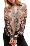 Free People Women's Virgo Baby Floral Crop Shirt In Black Combo